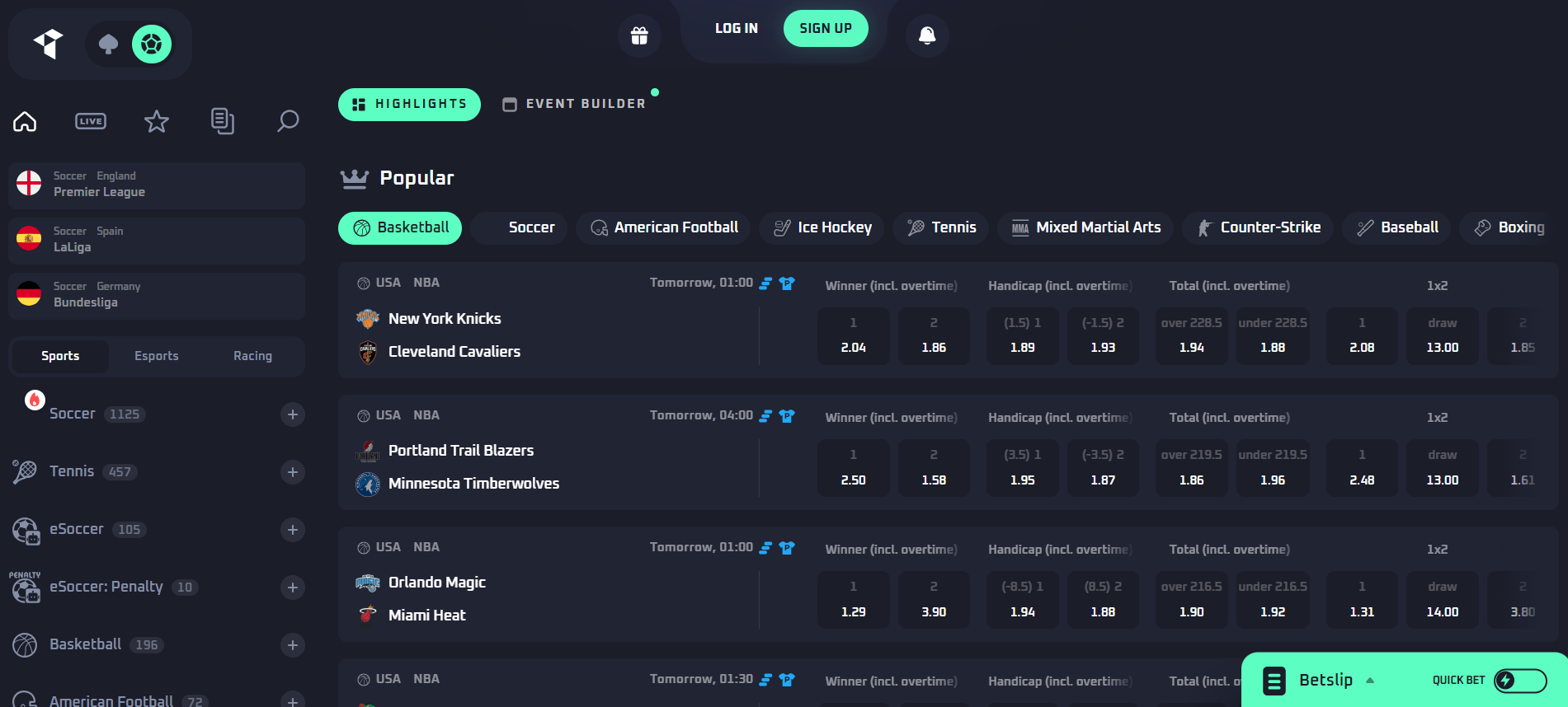 CCN.com screenshot of Thrill sportsbook
