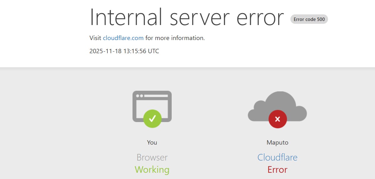 Internal server error message