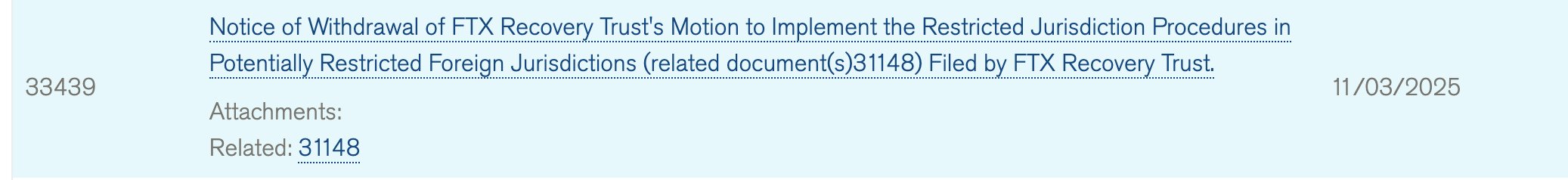 FTX trust withdraws appeal.