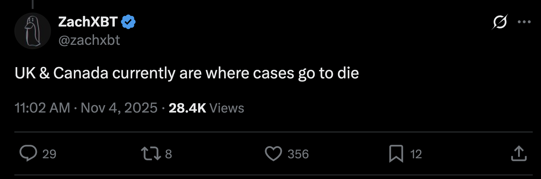 ZachXBT's comment on the U.K. and Canada