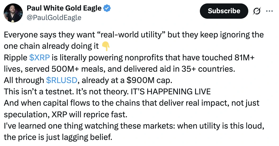 Ripple and real-world utility |Source: X @PaulGoldEagle