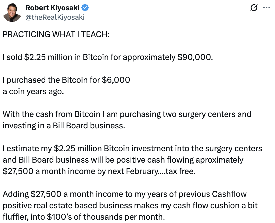 Robert Kiyosaki tweet