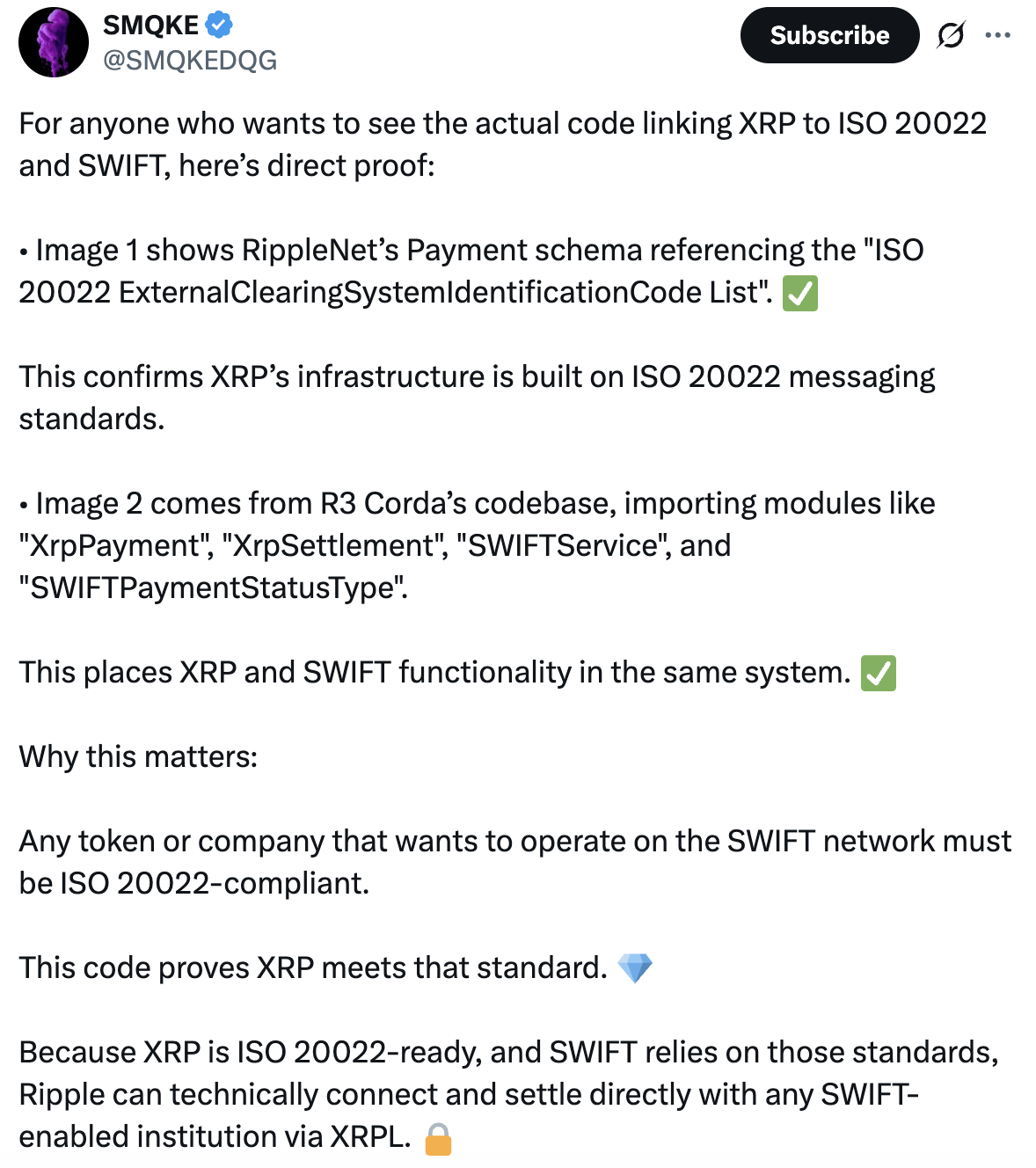 Code revelation on X
