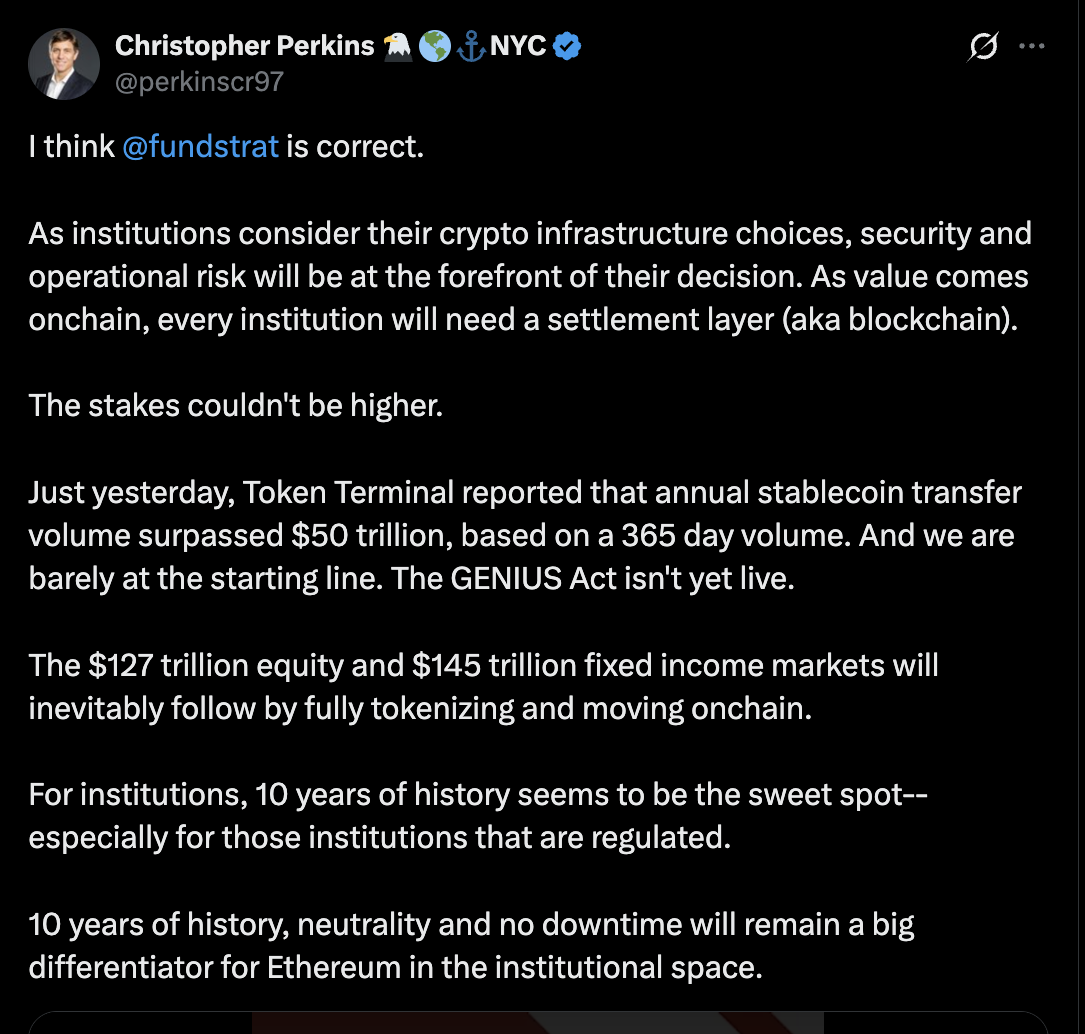 Christopher Perkins backed Tom Lee's claims publicly | Source: X