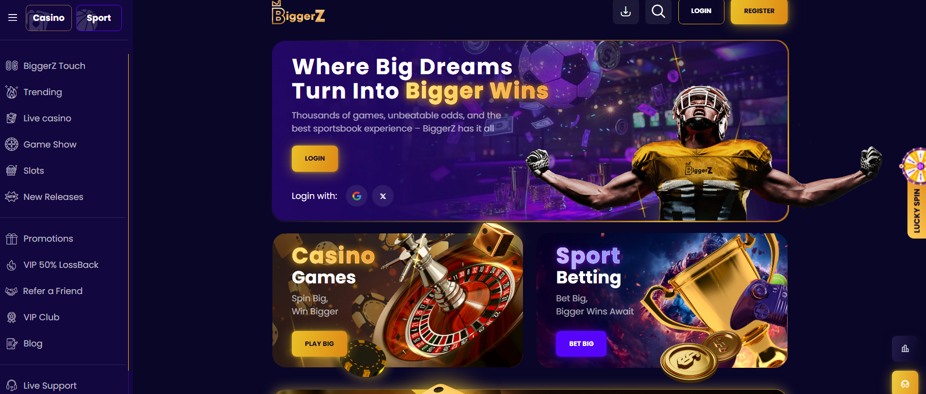CCN.com BiggerZ casino review homepage screenshot