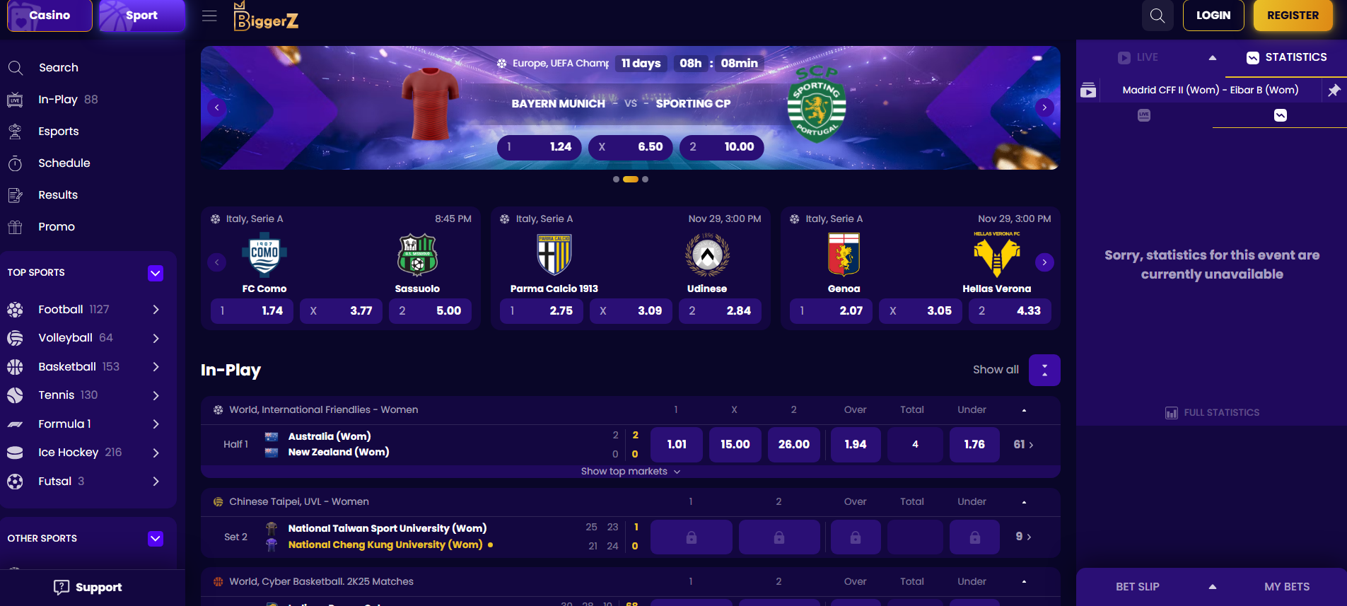 CCN.com BiggerZ casino review sportsbook screenshot
