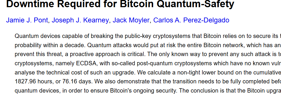 Downtime Required for Bitcoin Quantum-Safet