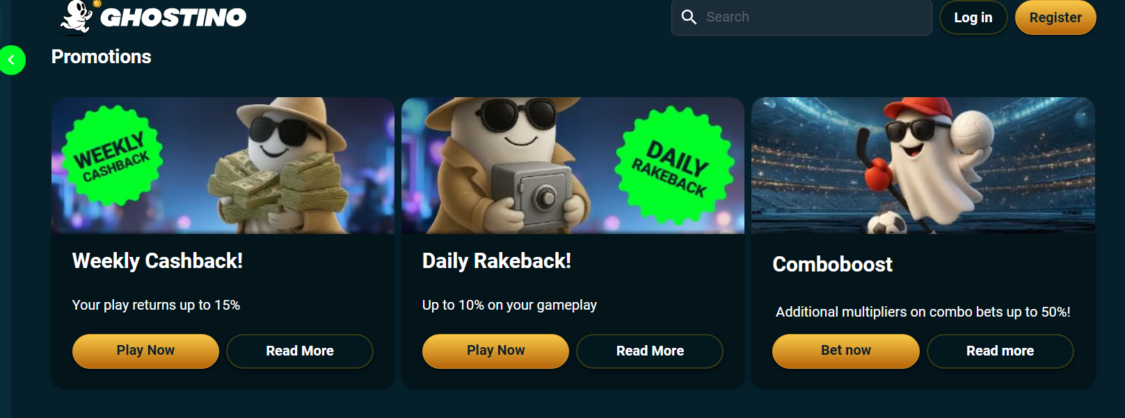 CCN.com ghostino casino review promotions screenshot