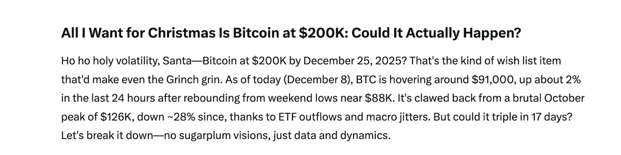 ChatGPT considers that Grok’s commentary centers on Bitcoin volatility, yet it still highlights an institutional shift that supports the rise of RWAs. 