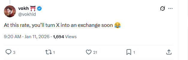 X into an exchange soon