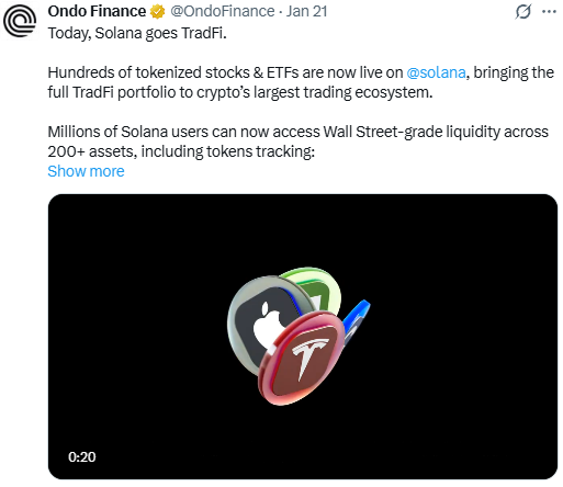 Ondo Finance tweet
