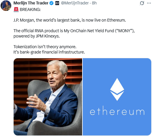 JPMorgan is now live on Ethereum