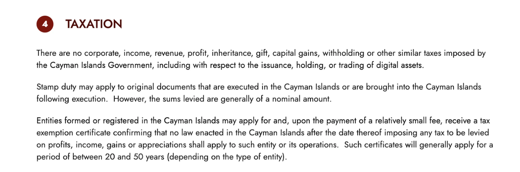 Taxation rule in Cayman Islands | Source: Global Legal Insights