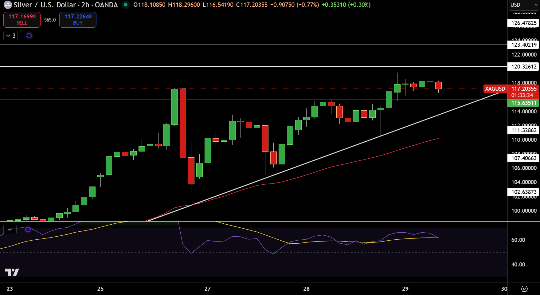 Silver/USD daily chart