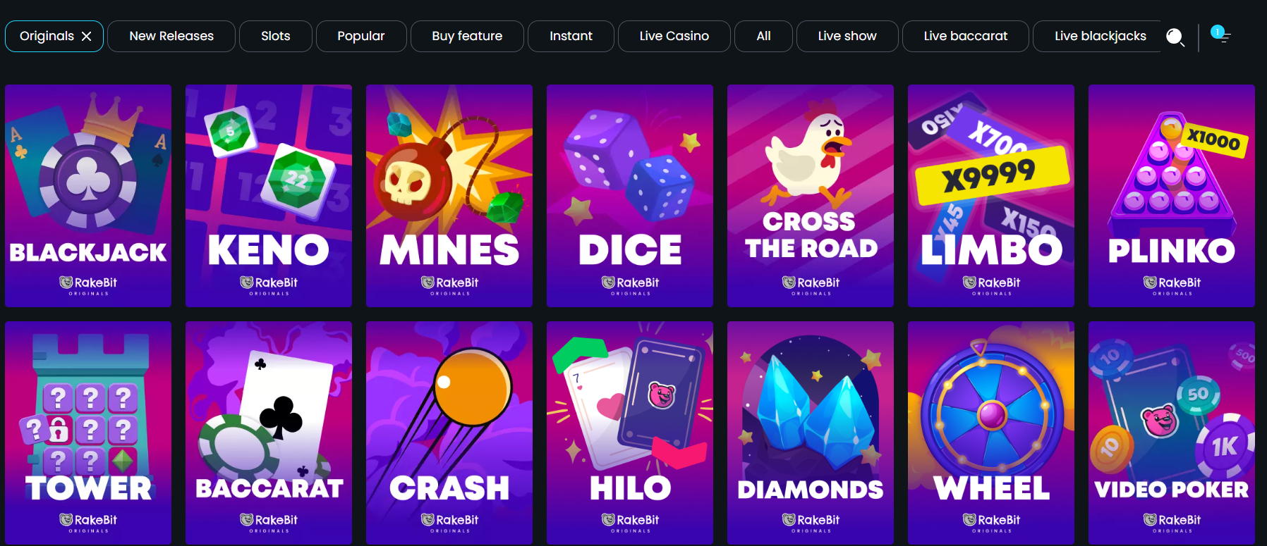 CCN rakebit review originals screenshot