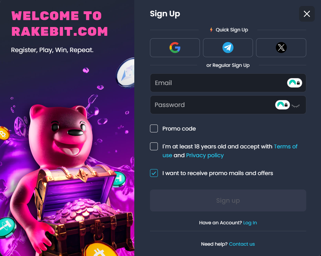 CCN rakebit review sign up form screenshot