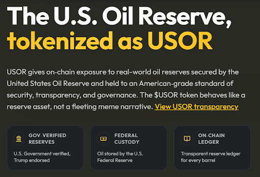 The U.S. Oil Reserve tokenized as USOR