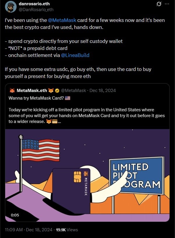 The Metamask crypto debit card is quite popular.