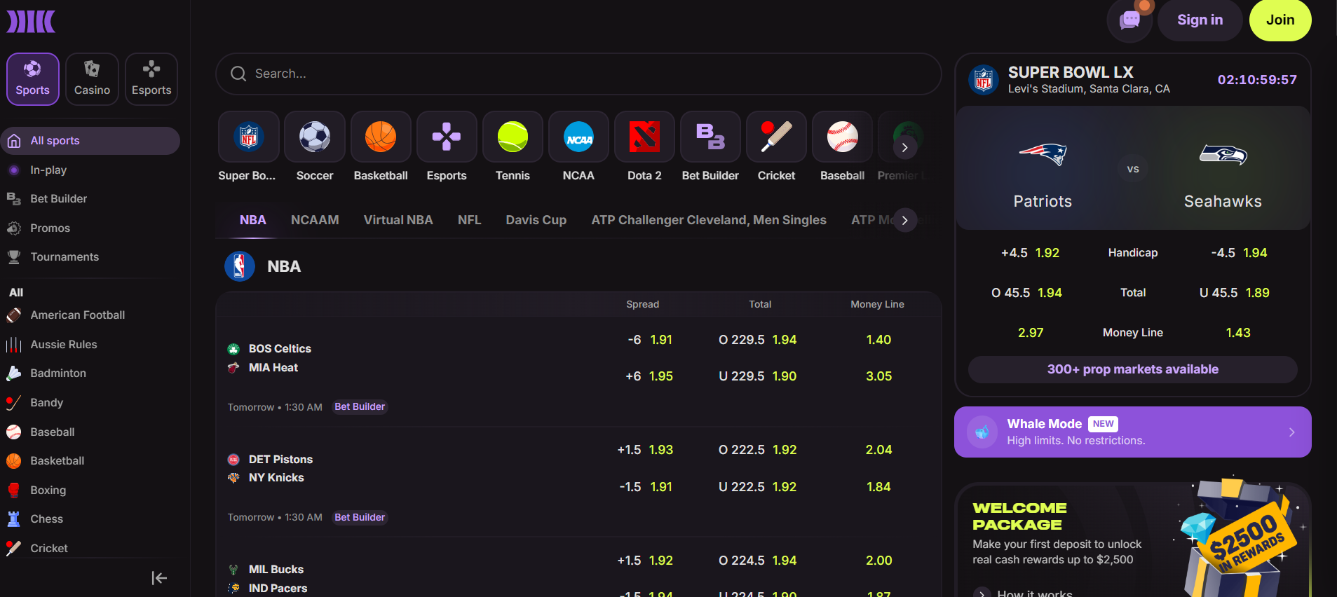 CCN Cloudbet review sportsbook screenshot