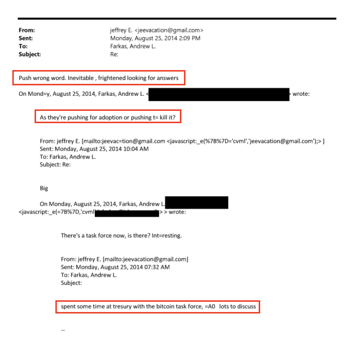 Correspondence between Jeffrey Epstein and Andrew Farkas