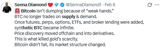 Bitcoin is no longer trading on supply and demand