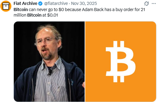Adam Backs has a buy order for 21 million Bitcoin at $0.01