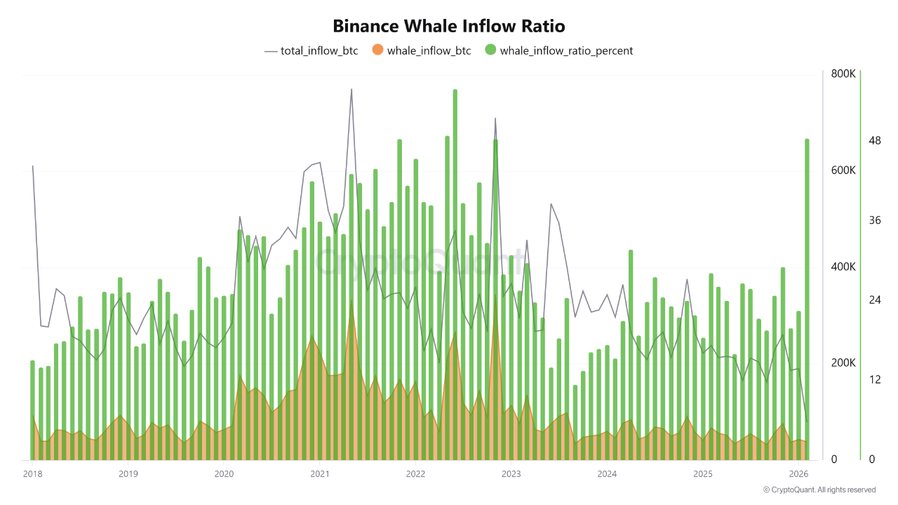 Bitcoin BTC whales inflow into Binance
