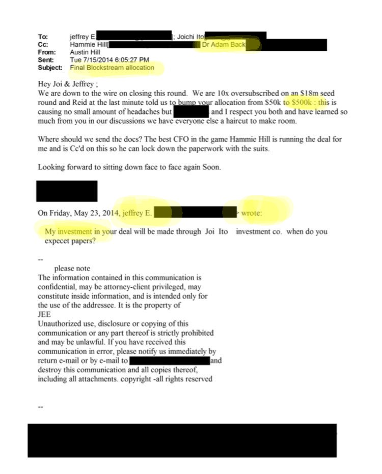 Epstein invested in Blockstream