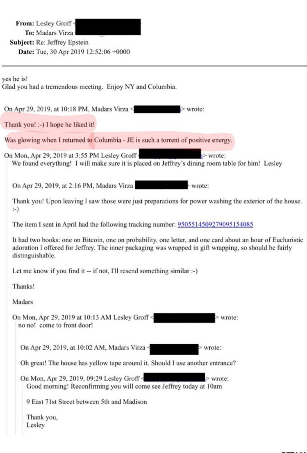 Virza-Epstein emails