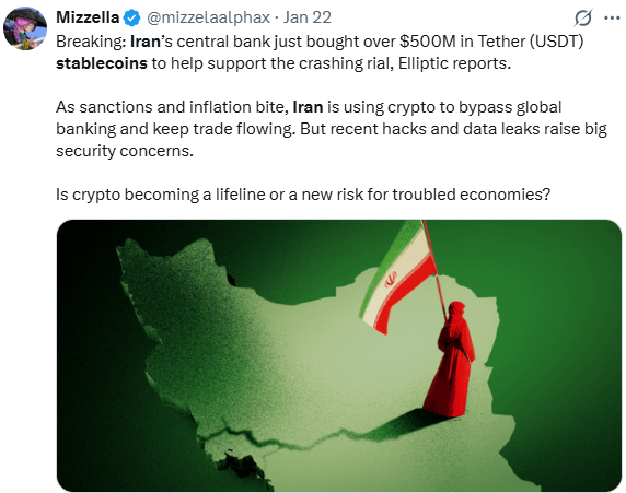 Iran's central bank stablecoins bet