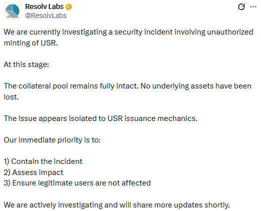 Resolve Labs response