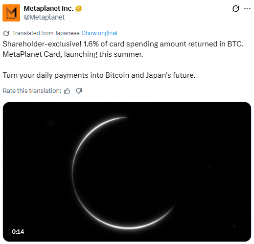 Metaplanet tweet