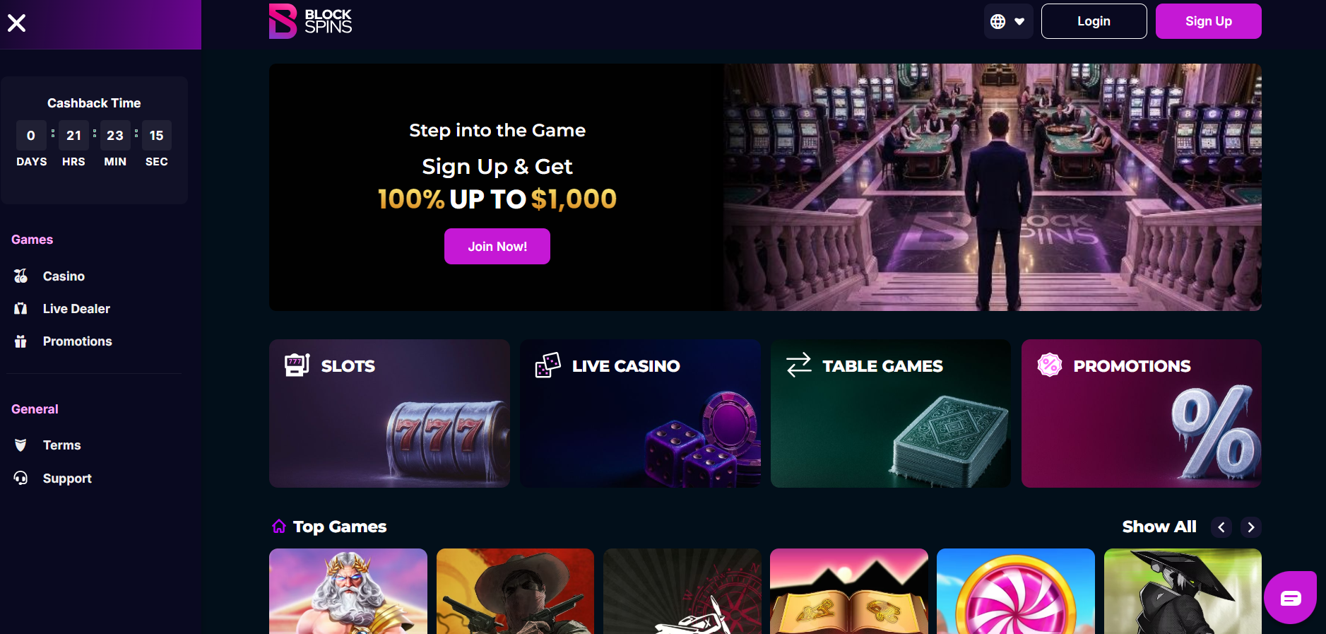 CCN.com block spins casino review homepage screenshot