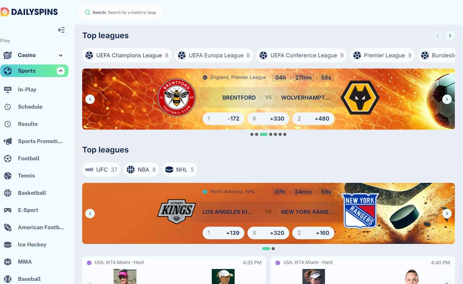 CCN.com daily spins review sportsbook screenshot