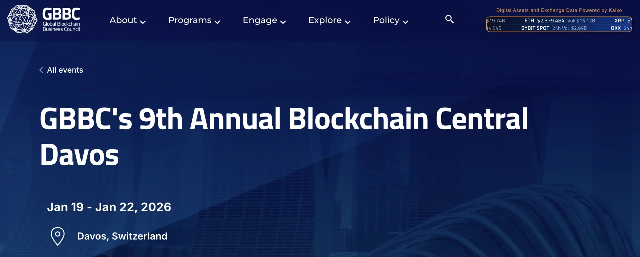 GBBC’s 9th Annual Blockchain Central Davos