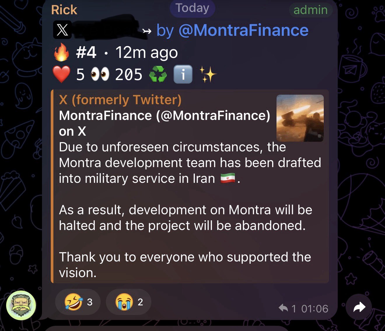 Montra rug pull.
