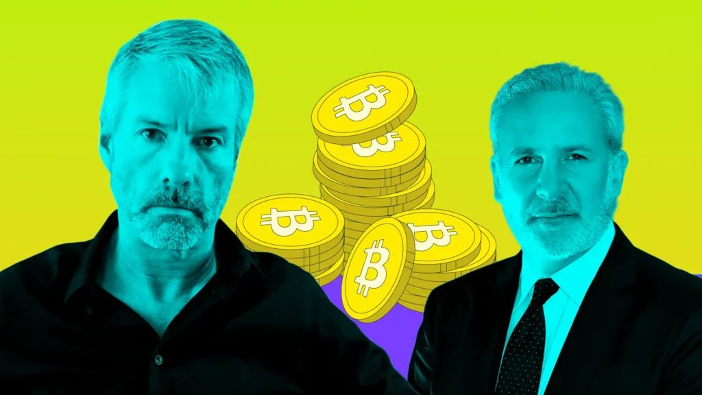 Michael Saylor’s resurfaced $10 million Bitcoin prediction sparks backlash from Peter Schiff and analysts.