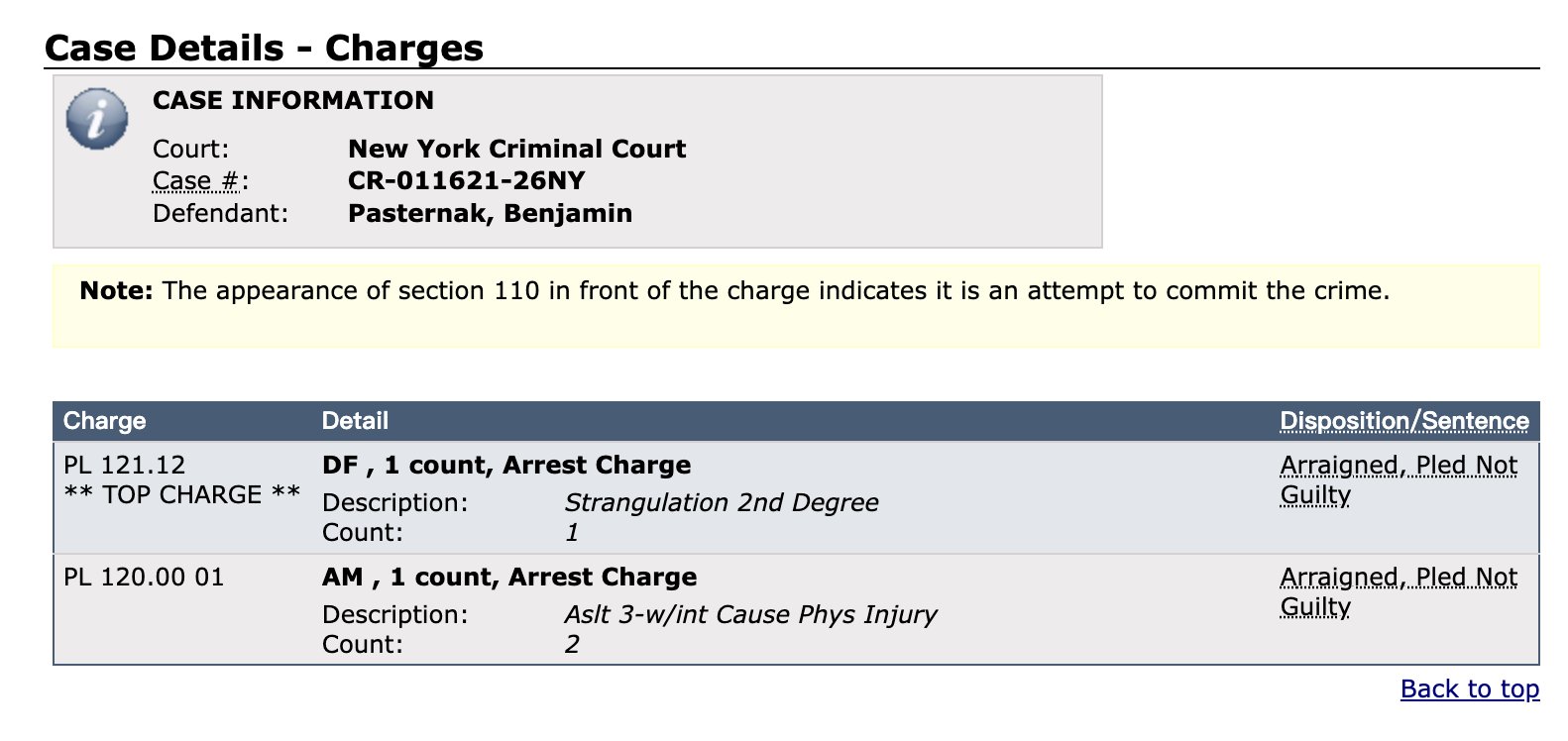 Benjamin arrest.