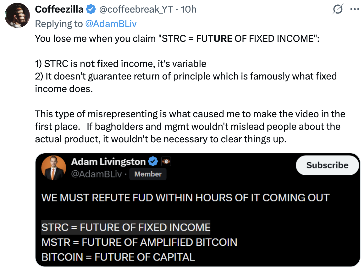 STRC is not fixed income