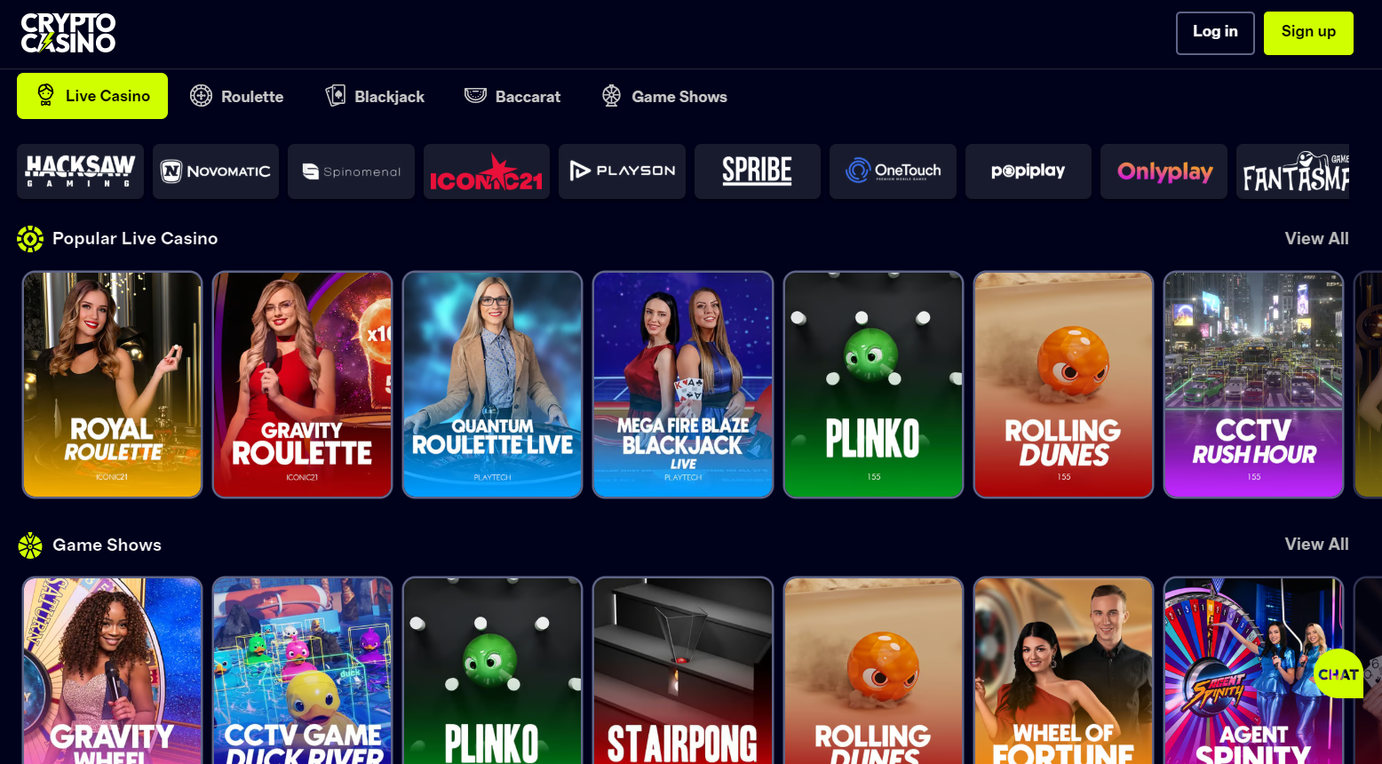 cryptocasino.com review live games screenshot