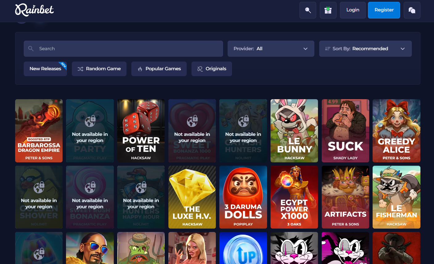 Rainbet review slots screenshot