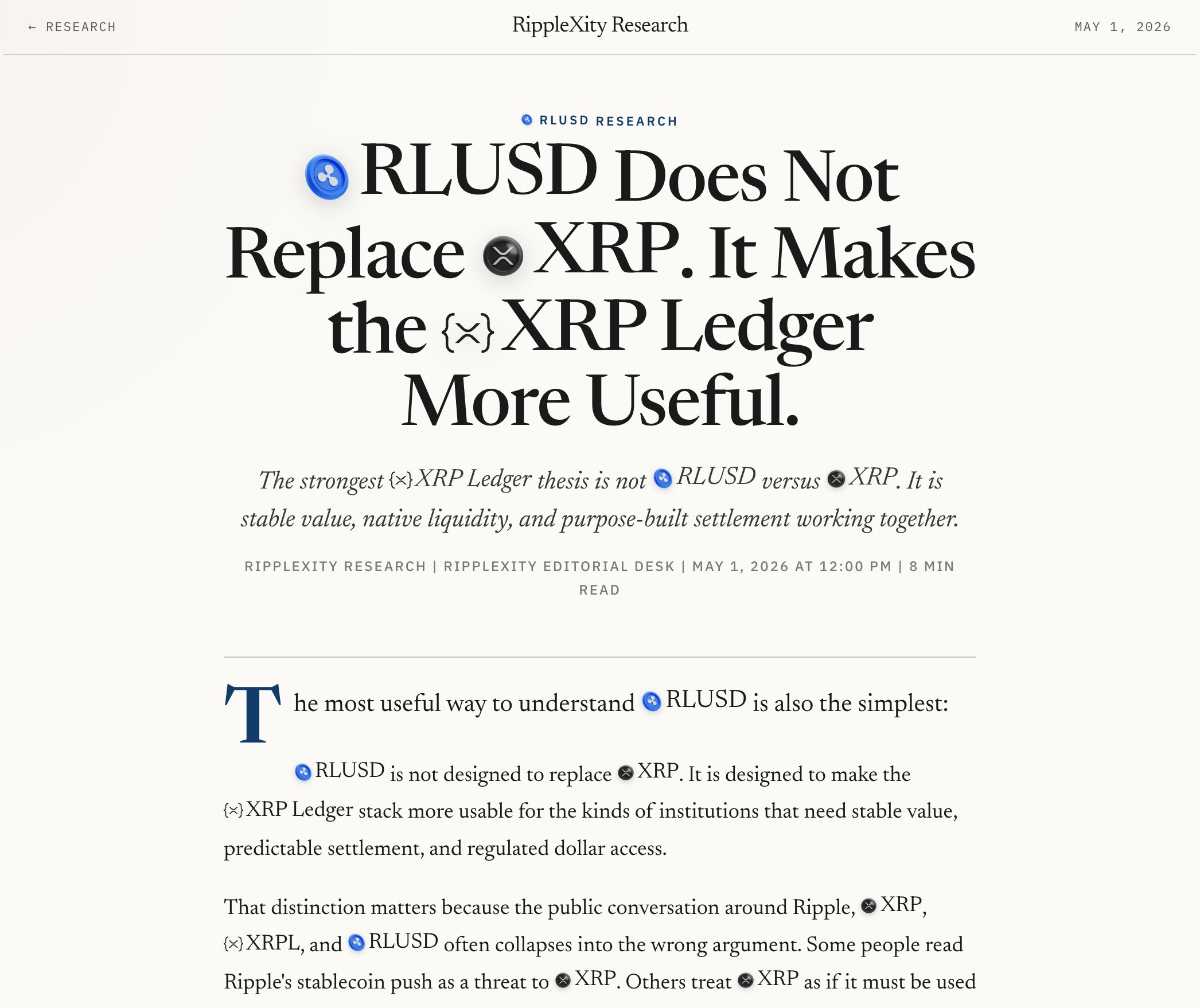 RLUSD doesn't replace XRP
