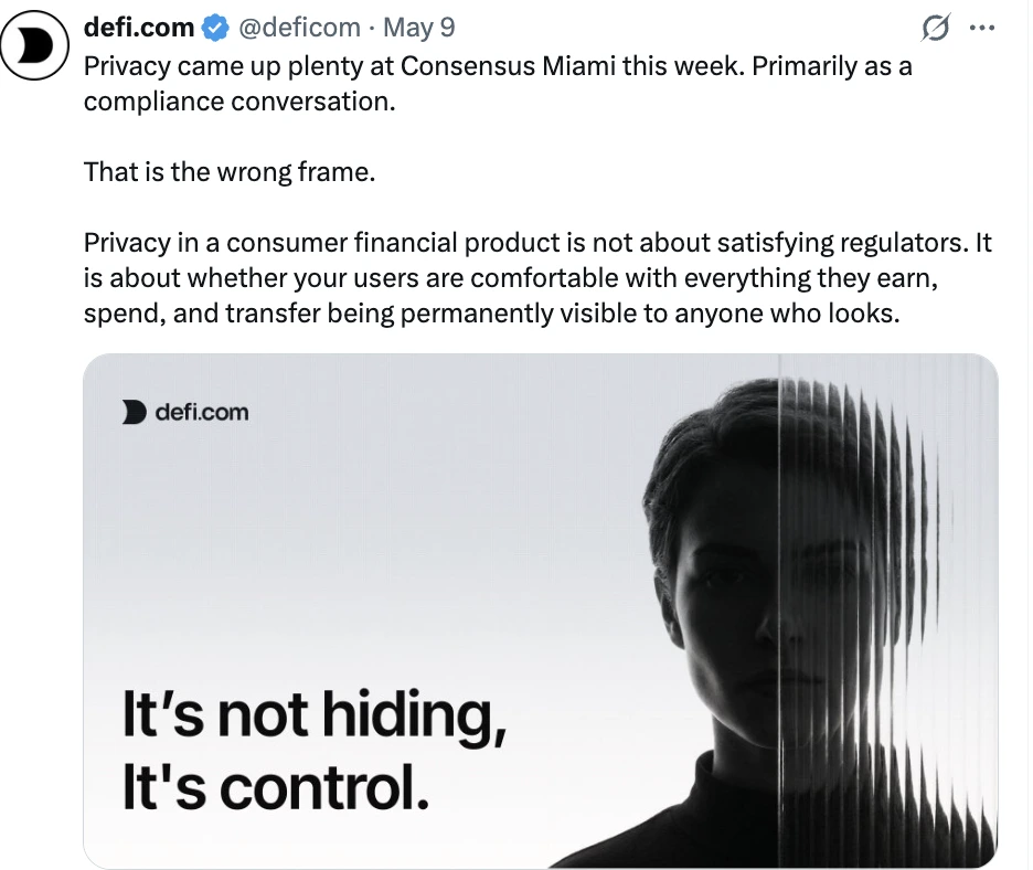 Privacy as a key issue | Defi on X