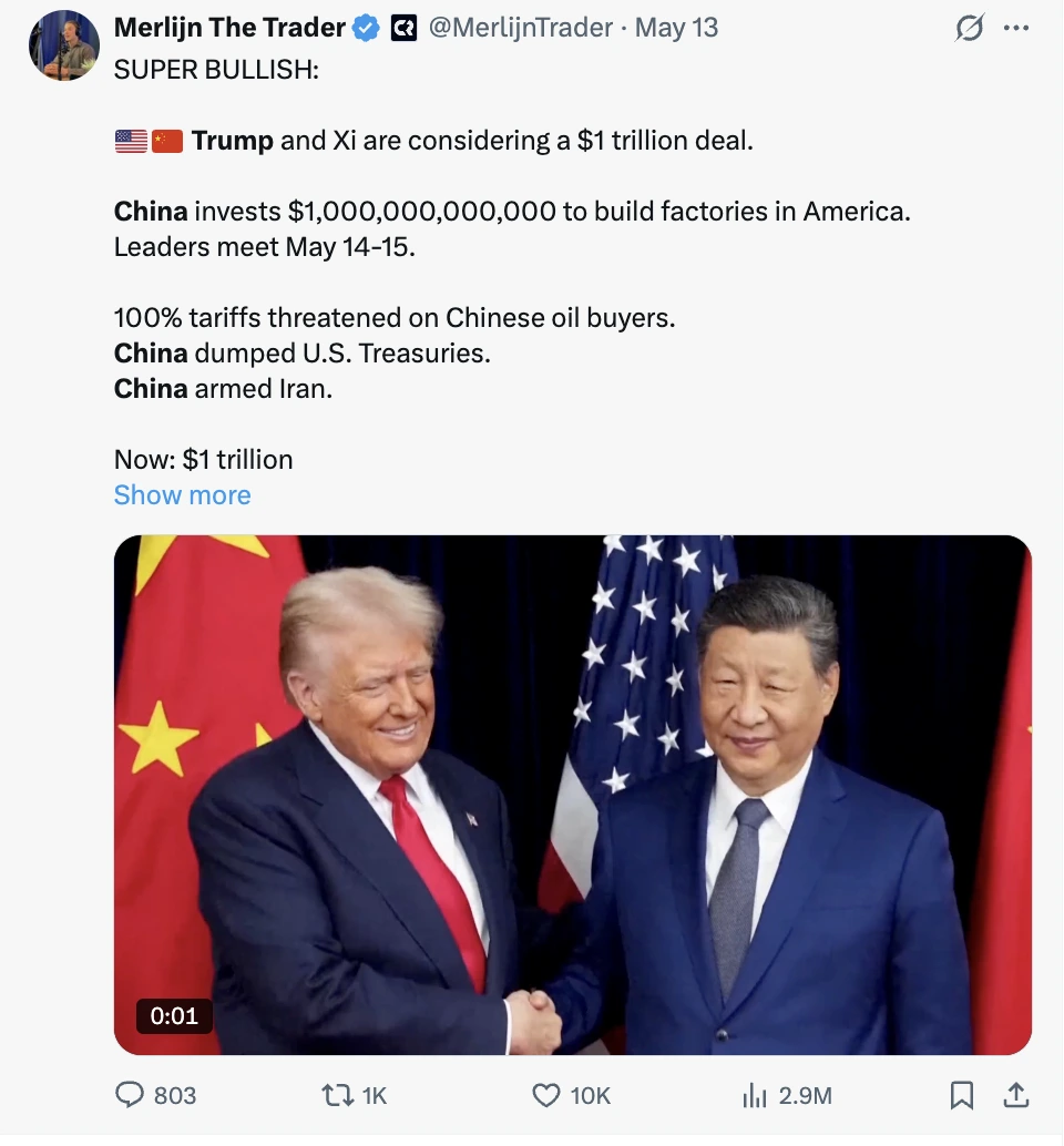 Trump-Xi summit | Source X @MerlijnTrader