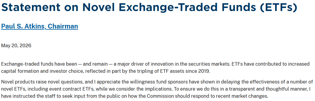 SEC Chair statement