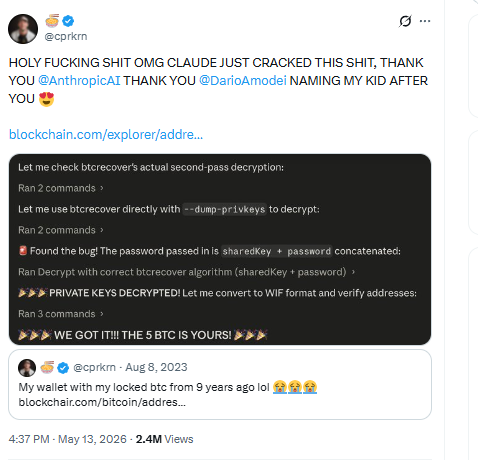 cprkrn recovered his lost Bitcoin