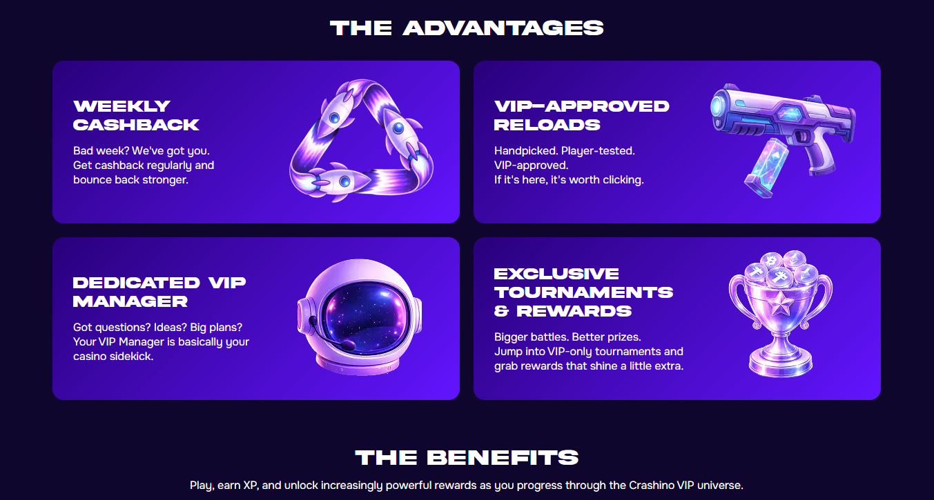 Crashino casino review vip club terms screenshot