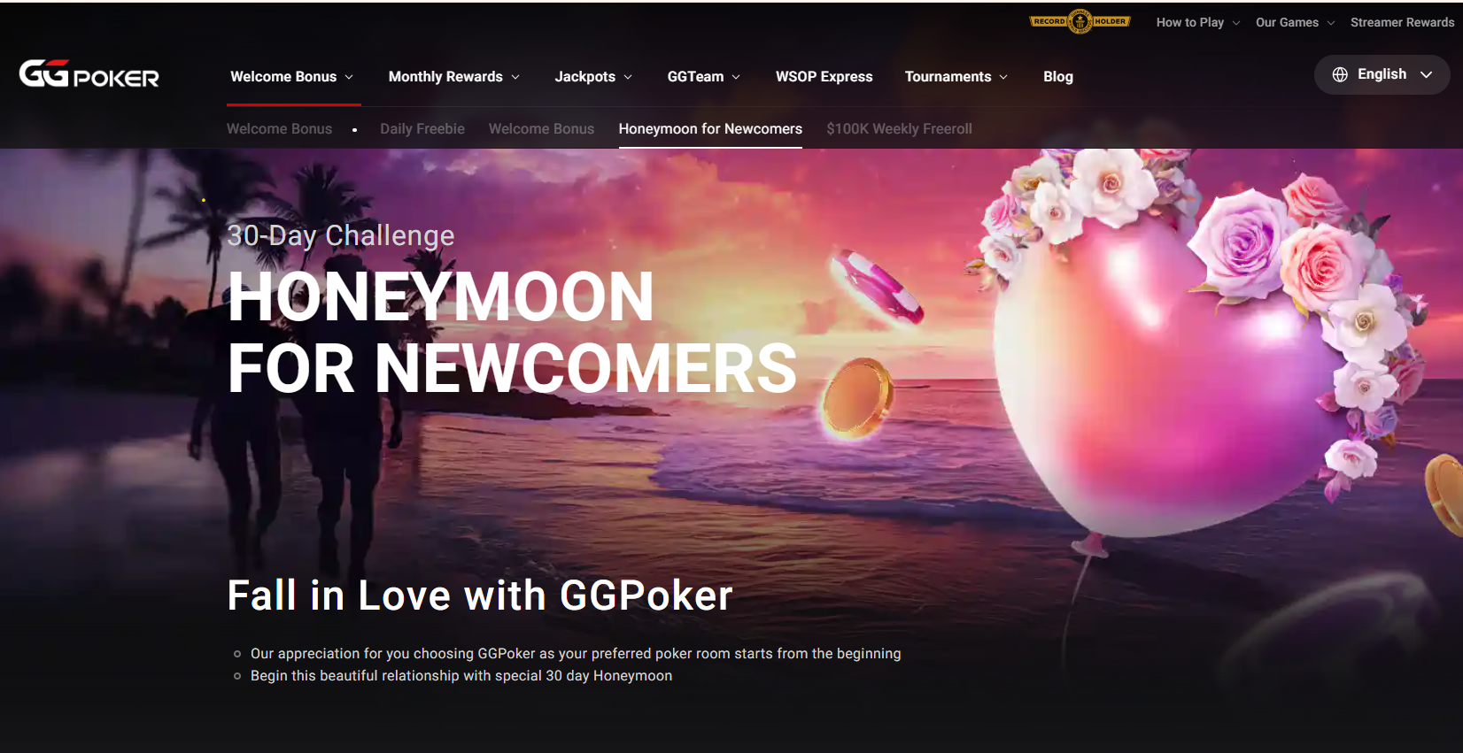 GGPoker review honeymoon 30 days program screenmshot