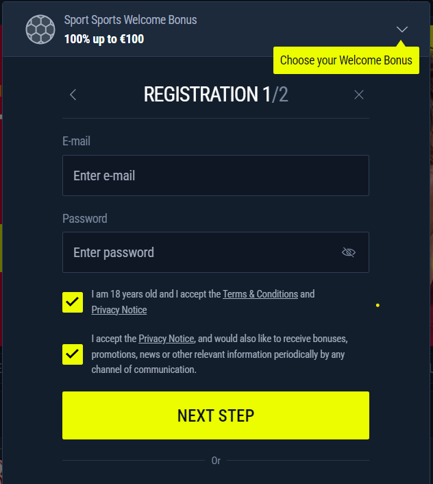 Rabona review sign up screenshot