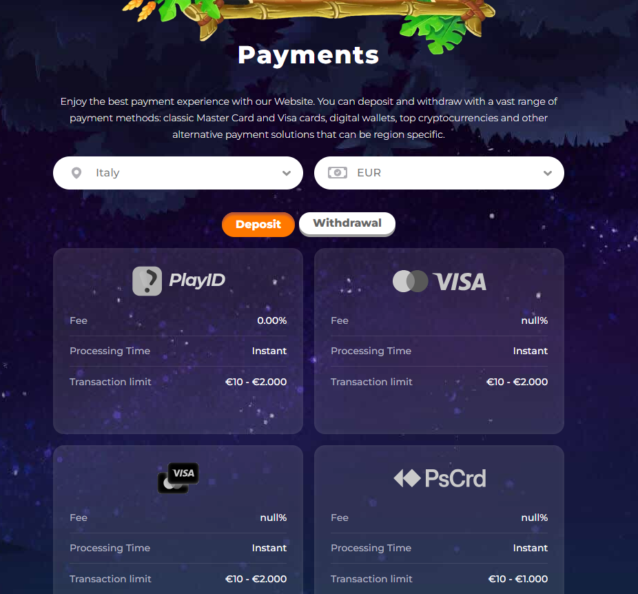 wazamba review banking screenshot